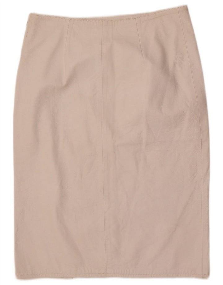 jupe en cuir femme vintage IT 48 XL W32 Blanc