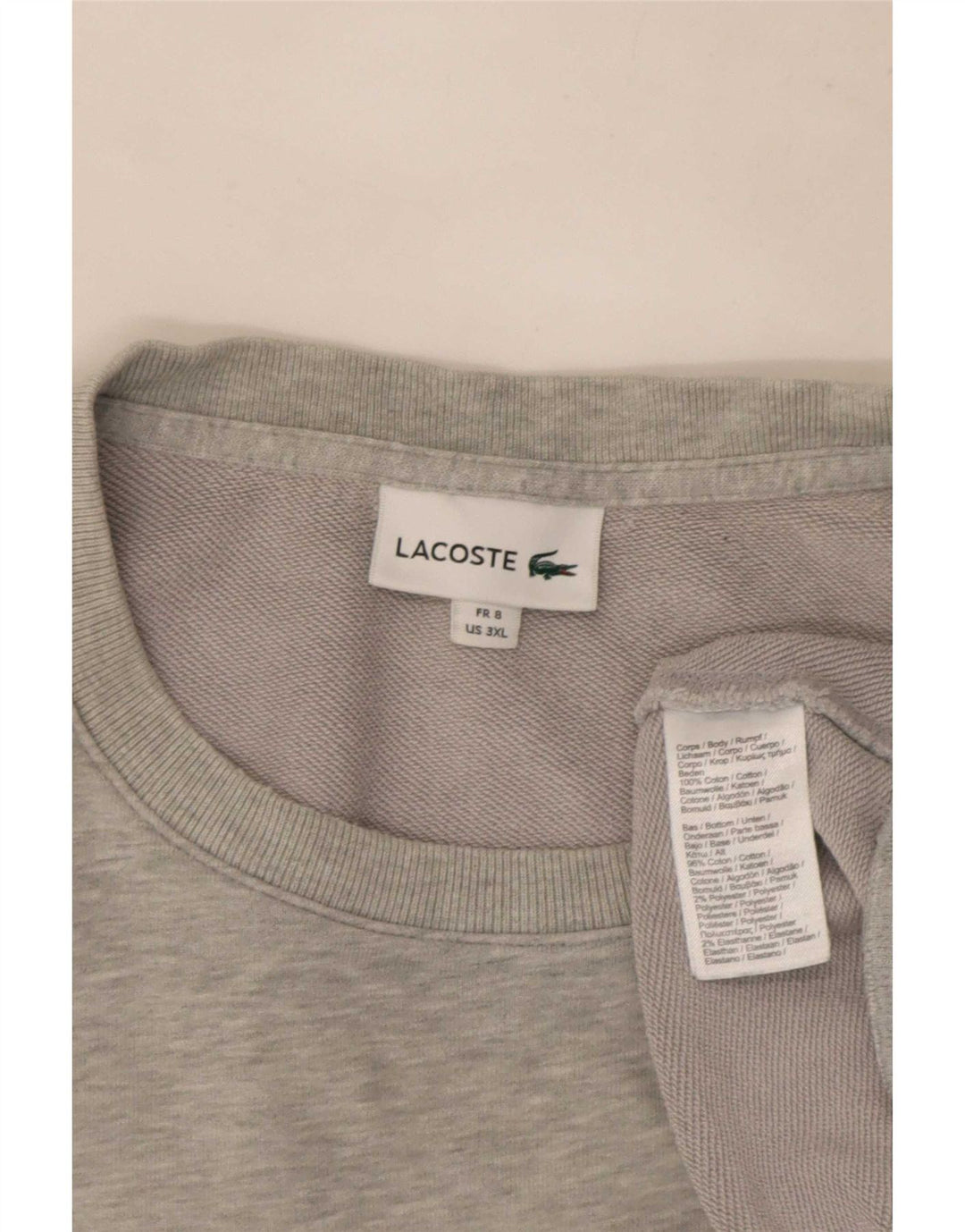 Lacoste Mens Sweatshirt Jumper Taille 8 3XL Gris Moucheté Coton