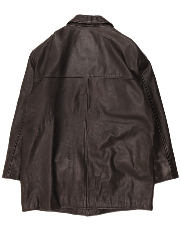 Ciro Citterio Manteau en cuir pour homme UK 44 2XL Bandes dessinées en cuir noir