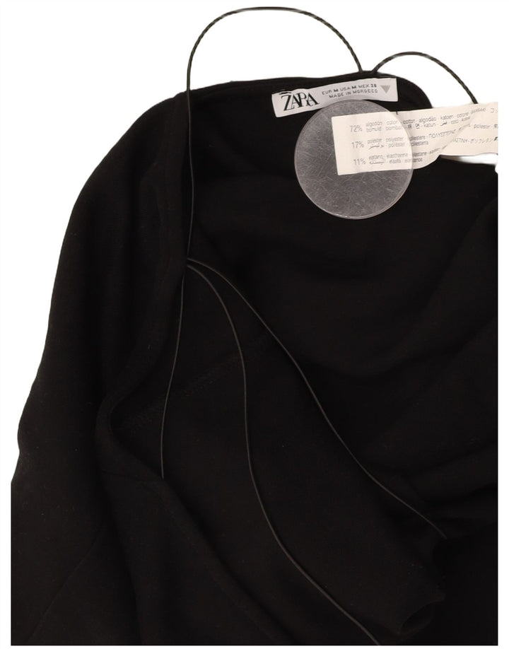 ZARA Combishort sans manches pour femme UK 14 Medium Noir Coton Moderne