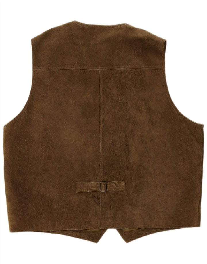 PIONIER Gilet en Daim Homme UK 22 3XL Cuir Kaki