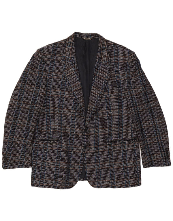 Vintage Mens 2 Button Blazer Jacket IT 58 4XL Grey Check Wool
