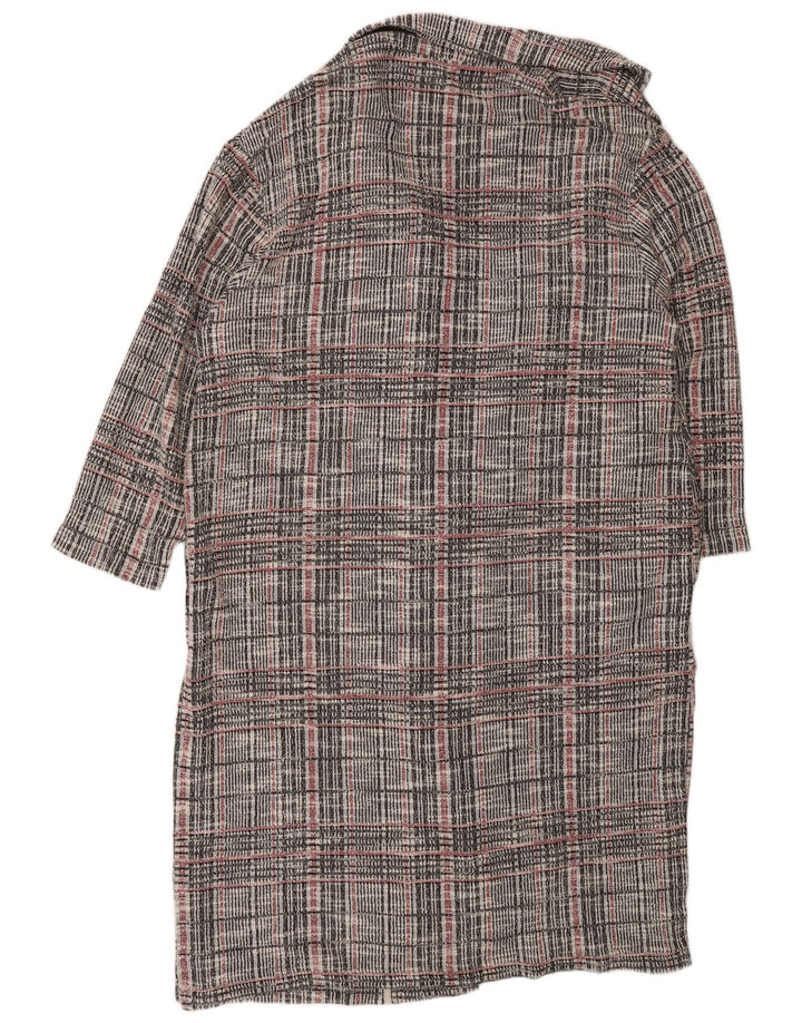 Marks & Spencer Pull cardigan long pour femme UK 22 3XL Gris à carreaux