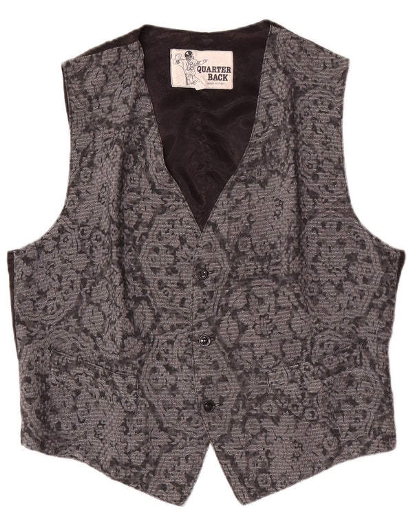 gilet homme vintage grand gris floral