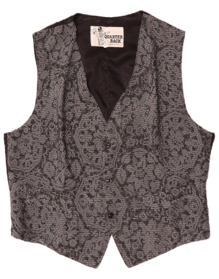gilet homme vintage grand gris floral