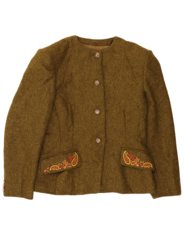 Marella Veste Blazer 4 Boutons pour Femme UK 14 Grande Laine Paisley Kaki