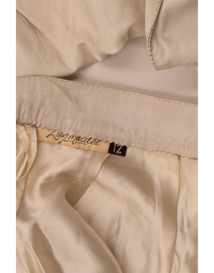 vintage Femme Cuir 2 Pièces Jupe Ensemble UK 12 Moyen W26 Off White