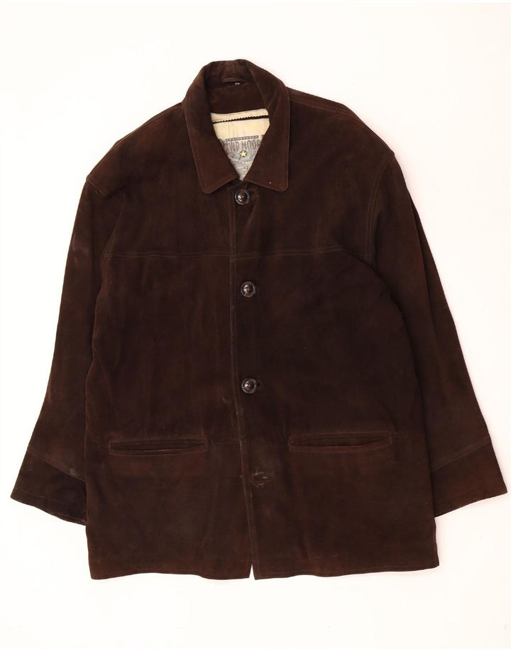 David Moore Manteau coupe-vent en daim pour homme IT 50 Grand cuir marron
