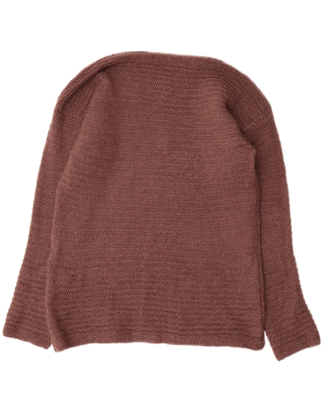 vintage Femmes Bateau Cou Jumper Pull UK 14 Brun Moyen