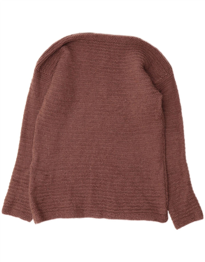 vintage Femmes Bateau Cou Jumper Pull UK 14 Brun Moyen