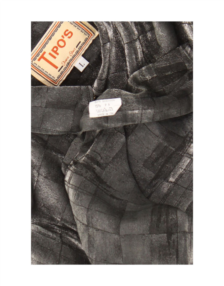 Tipo' S Chemise Homme Large Gris Géométrique Viscose