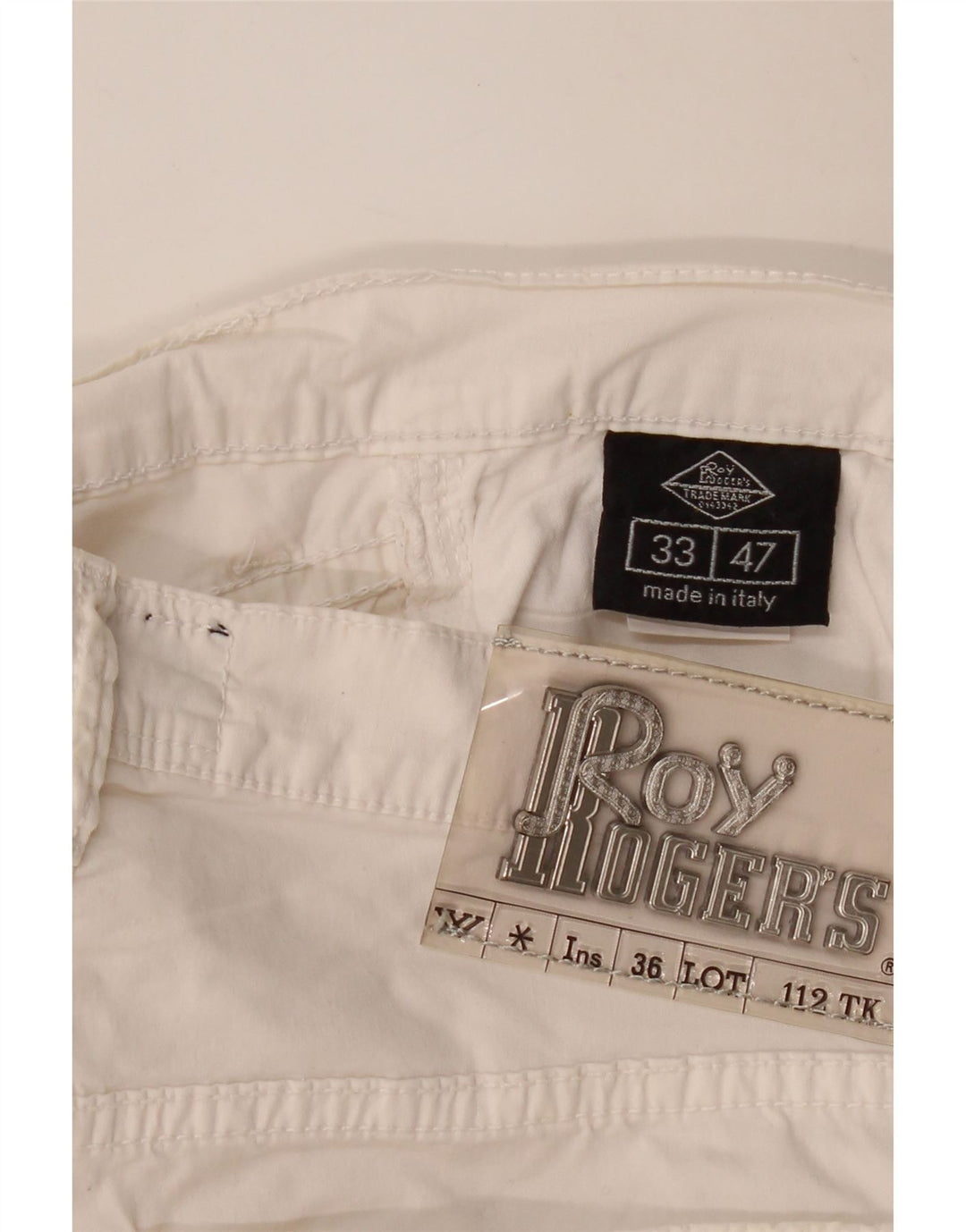 ROY ROGERS Pantalon décontracté droit pour homme W33 L33 Blanc Coton