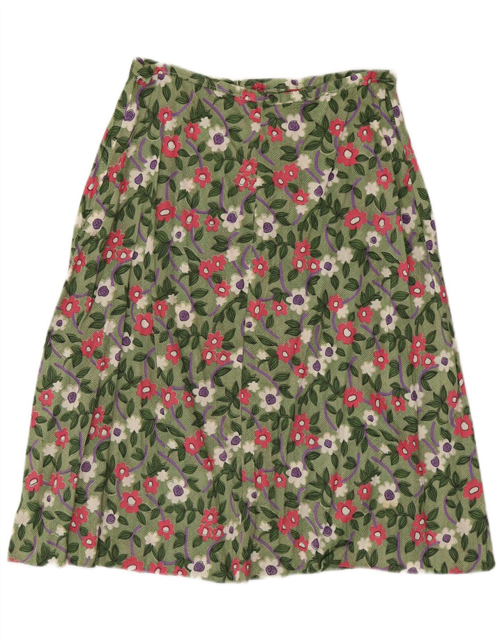 vintage Femme A-Line Jupe W28 Moyen Vert Floral
