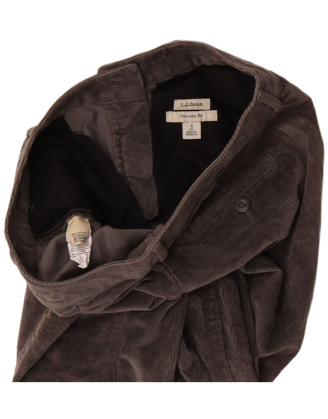 L.L.Bean Pantalon en velours côtelé pour femme US 4 Small W27 L27 Gris Coton