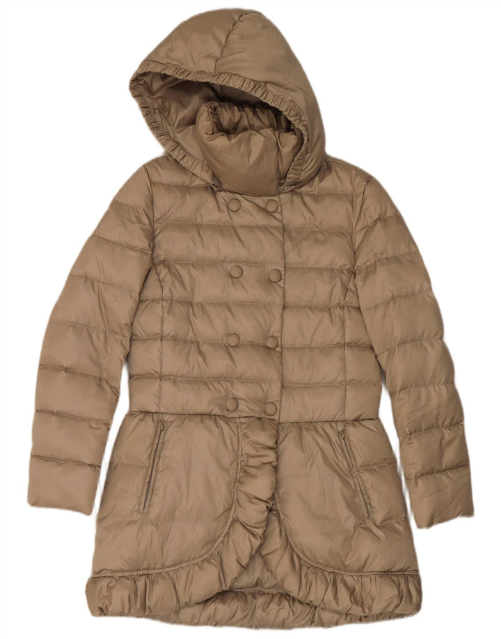 Sisley Manteau Rembourré À Capuche Double Boutonnage IT 42 Beige Moyen Femme