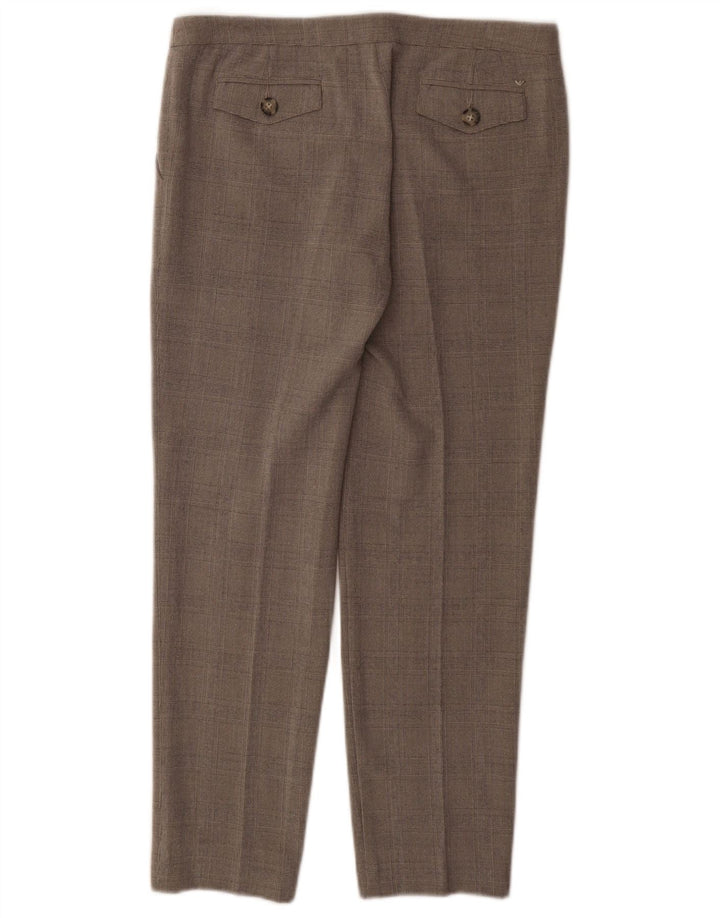 Armani Pantalon de costume droit pour femme EU 40 Medium W30 L27 Gris à carreaux