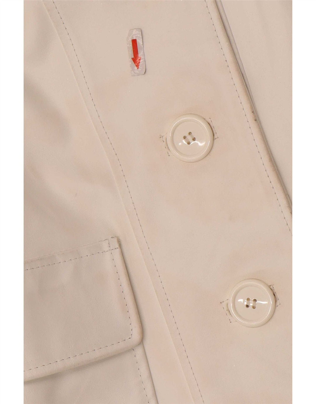 vintage Femme 3 Boutons Veste Blazer En Cuir UK 10 Petit Blanc