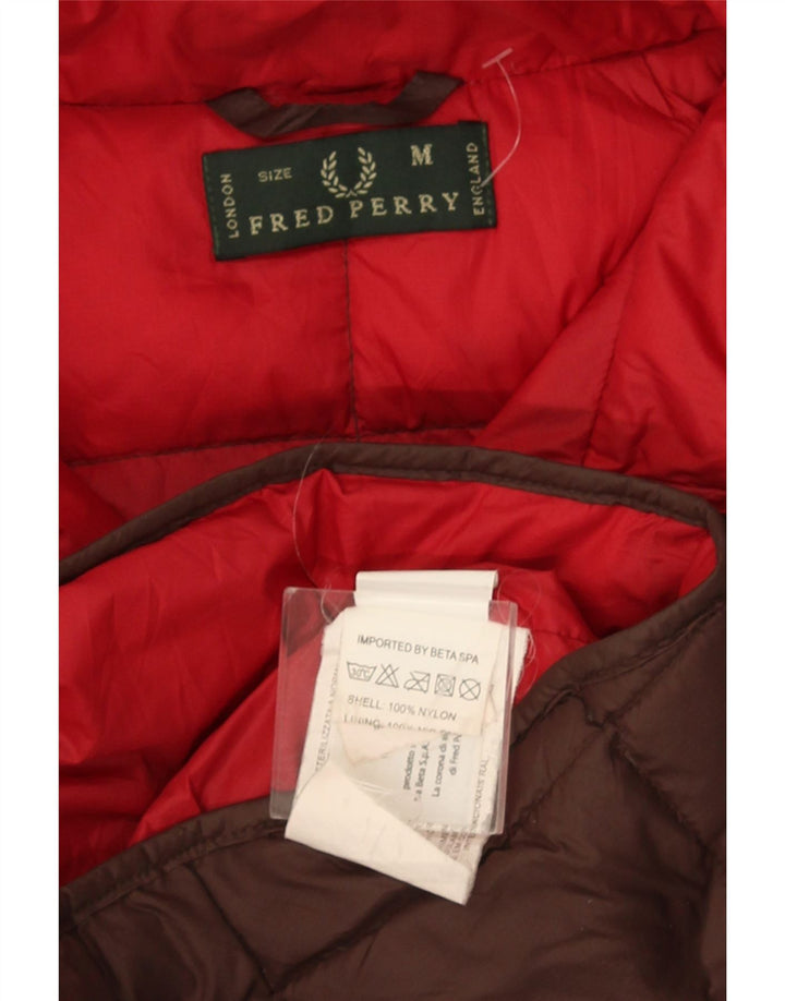 Fred Perry Veste matelassée à capuche pour homme UK 38 Nylon marron moyen