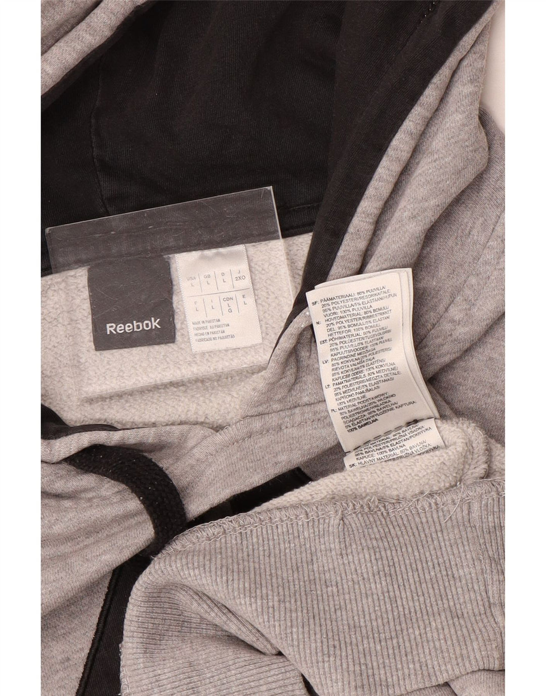 Reebok Pull à Capuche Graphic Homme Gris Large Coton