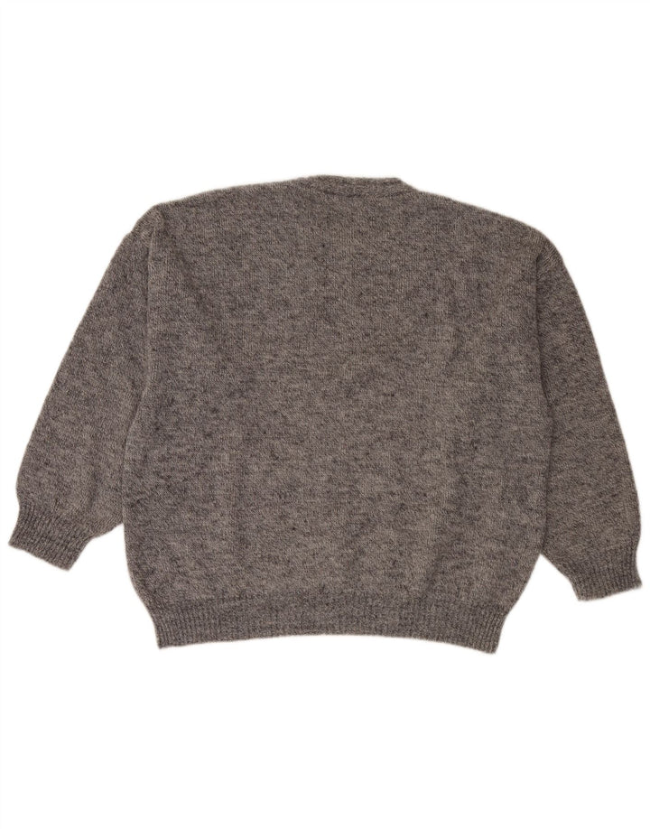 vintage Mens Crew Neck Jumper Pull XL Gris