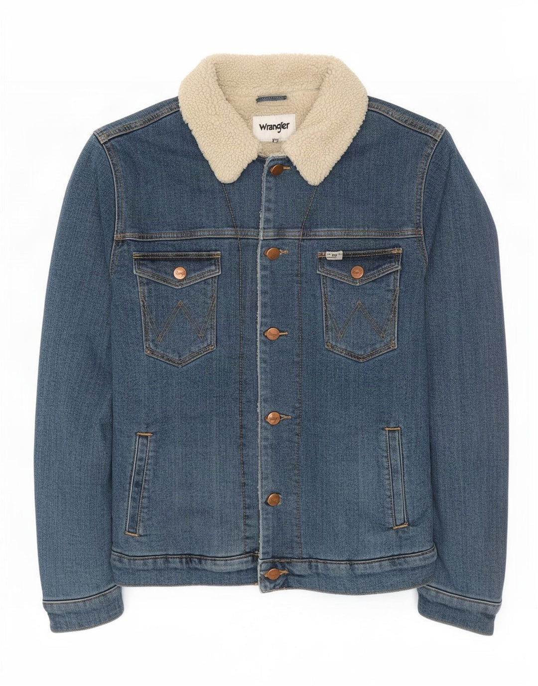 Wrangler Veste Sherpa en jean pour homme UK 36 Petit Bleu Coton