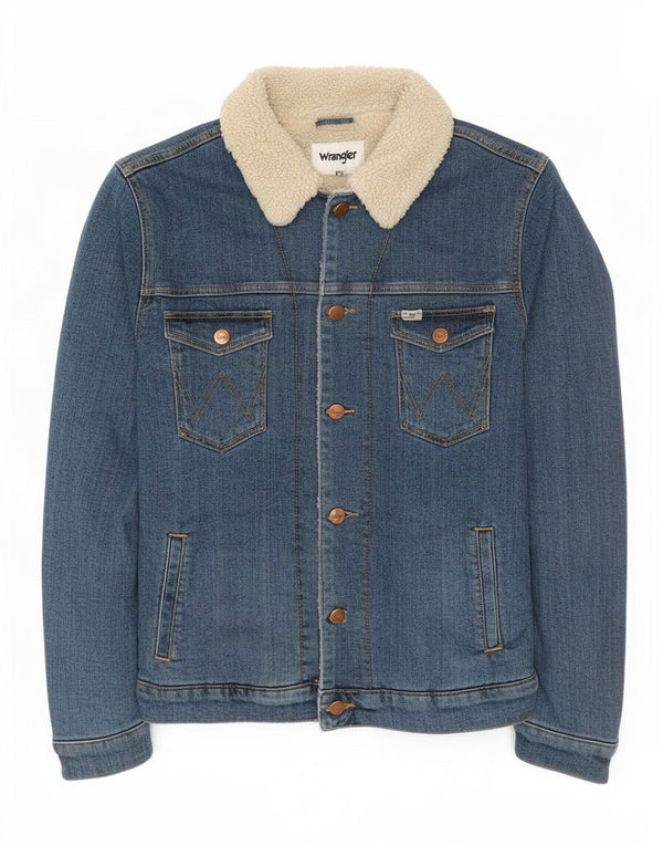 Wrangler Veste Sherpa en jean pour homme UK 36 Petit Bleu Coton