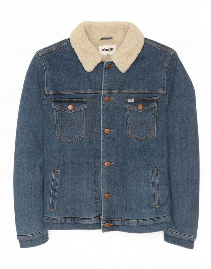 Wrangler Veste Sherpa en jean pour homme UK 36 Petit Bleu Coton