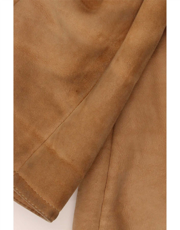 veste en peau de mouton à capuche femme vintage UK 12 Beige moyen