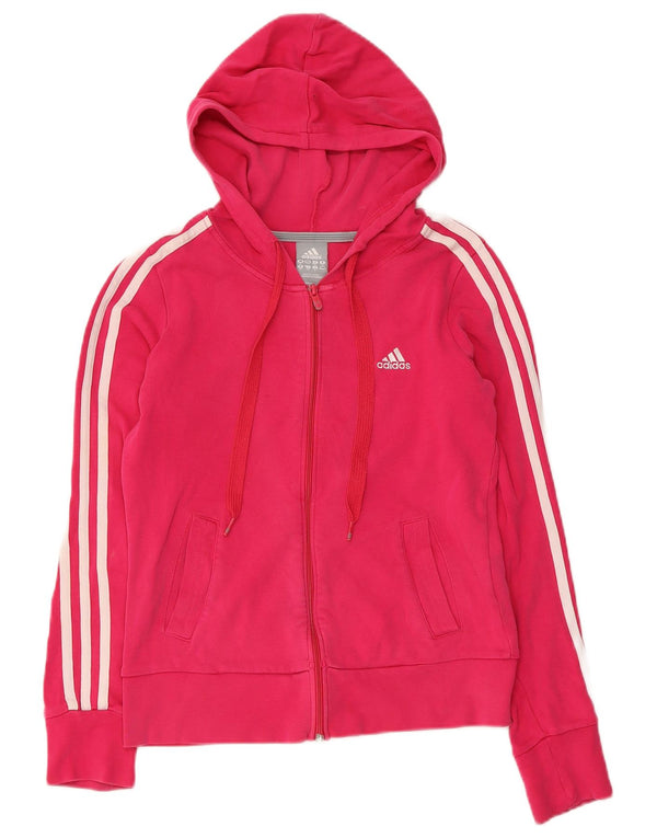 Adidas Pull à capuche zippé pour femme UK 8 Petit coton rose