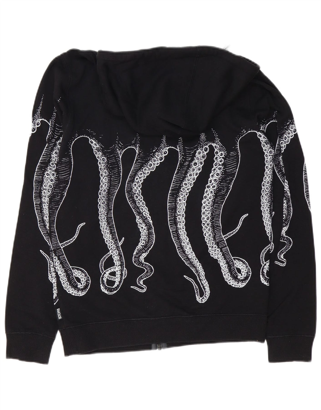 Octopus Pull à capuche zippé graphique pour homme Petit coton noir