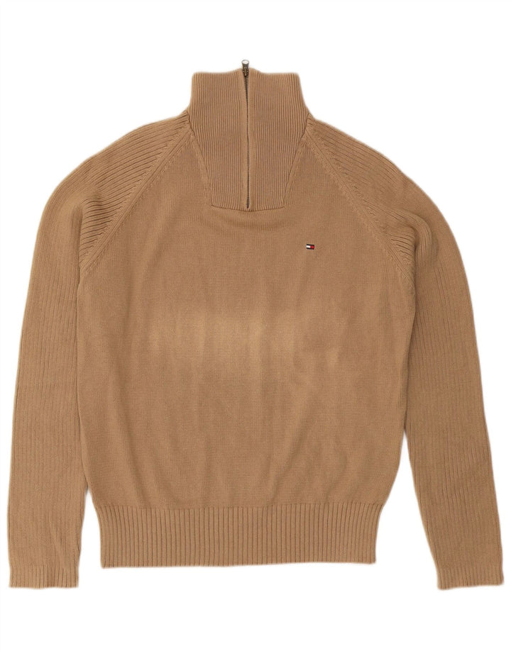 Tommy Hilfiger Pull Col Zippé Homme Coton Beige Moyen