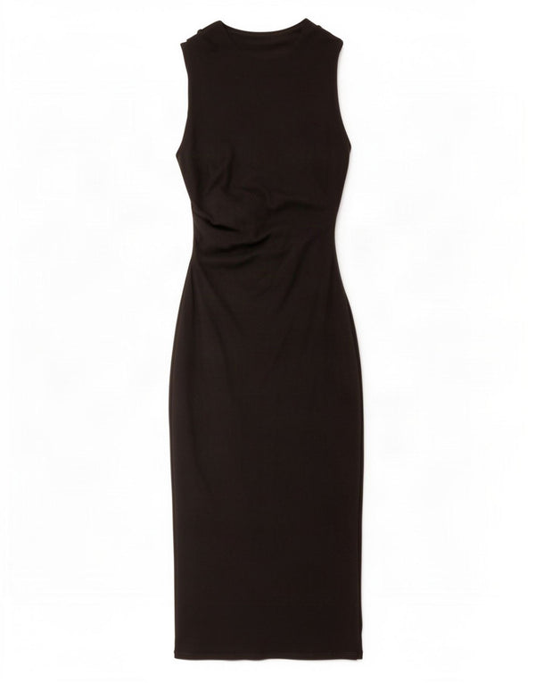 Zara Robe moulante sans manches pour femme Coupe ajustée UK 18 XL Coton noir