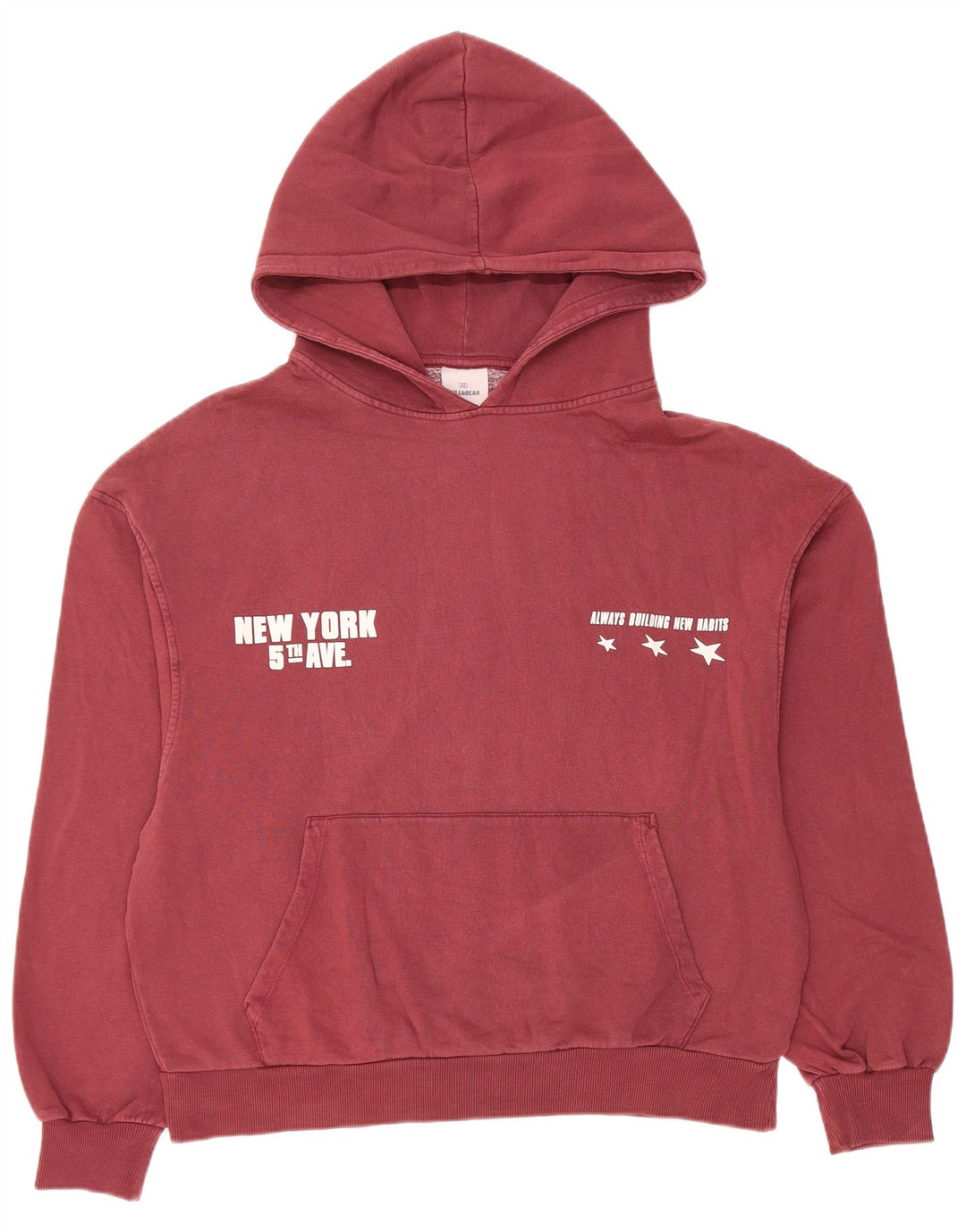 Pull & Bear Pull à capuche surdimensionné graphique pour femme UK 14 Bordeaux moyen
