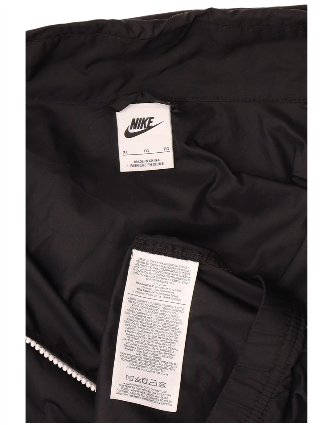 Nike Veste de pluie à capuche XL en nylon noir pour homme