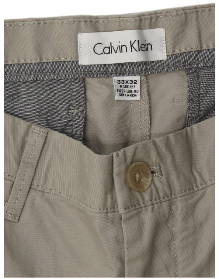 CALVIN KLEIN Pantalon Chino Droit Homme W33 L32 Gris Coton