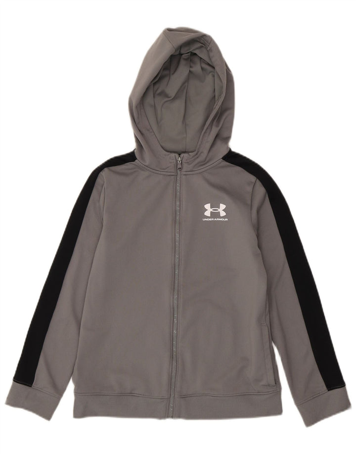 Under Armour Sweat à capuche zippé pour garçon 9-10 ans Gris moyen Colourblock