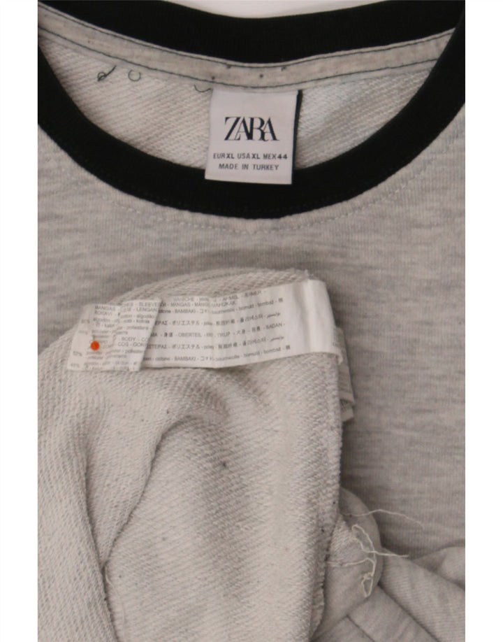 Zara Homme Sweatshirt Jumper XL Gris Colorblock Coton
