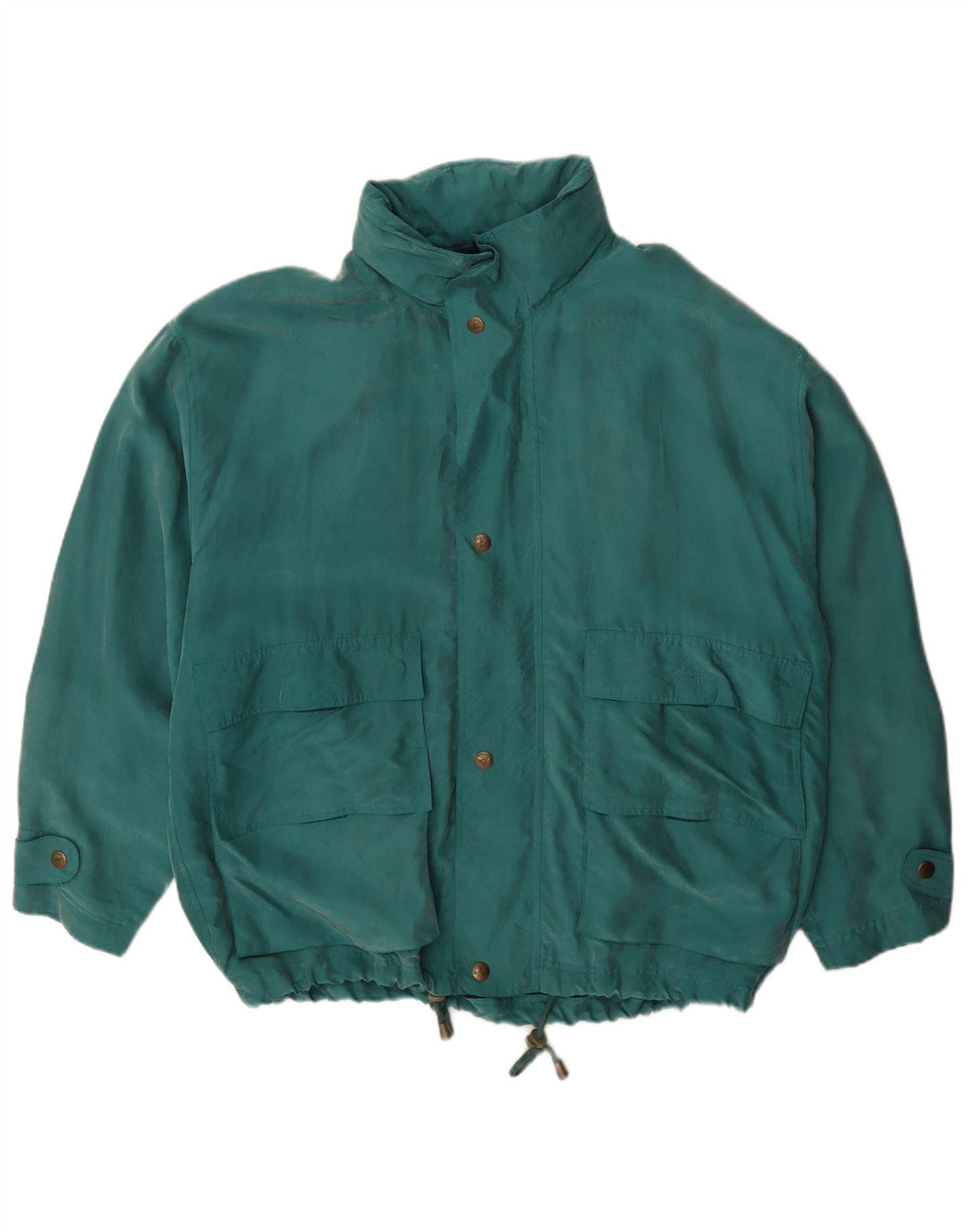 veste de pluie à capuche vintage pour homme UK 40 Grande soie verte