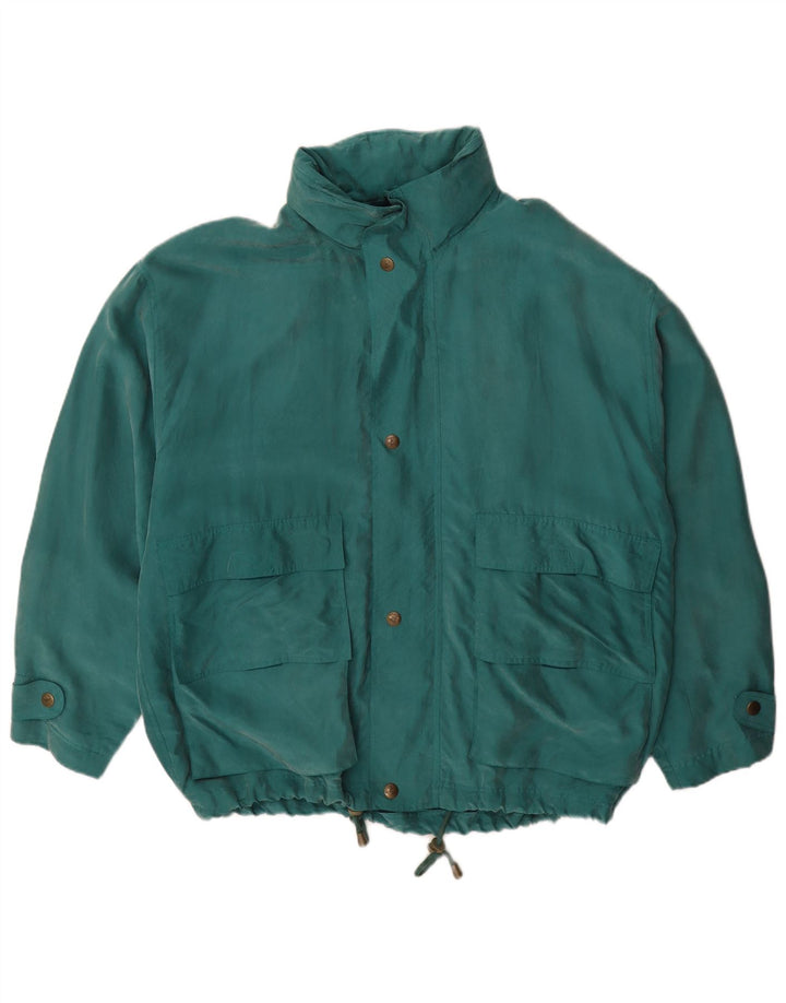 veste de pluie à capuche vintage pour homme UK 40 Grande soie verte