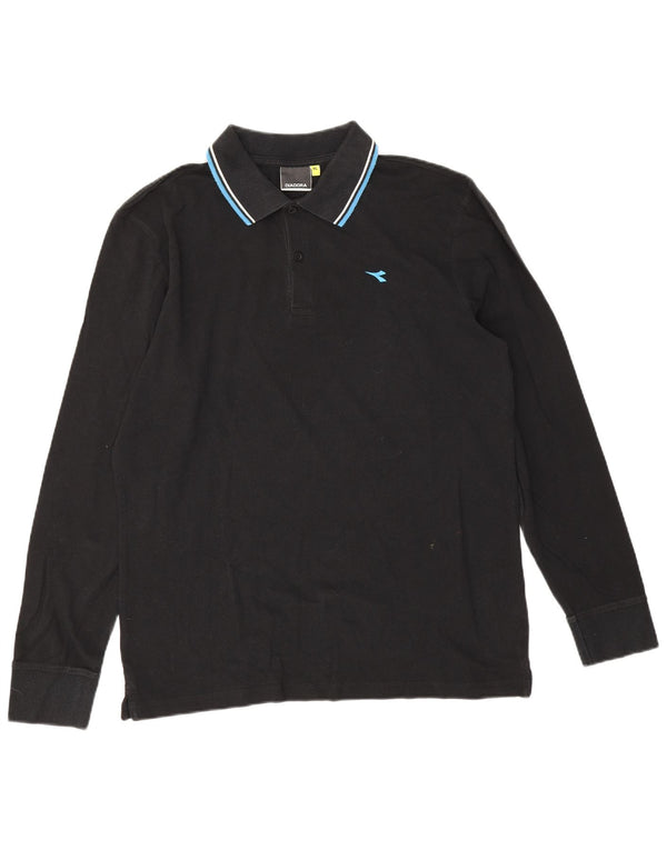 Diadora Polo à Manches Longues Homme XL Noir Coton