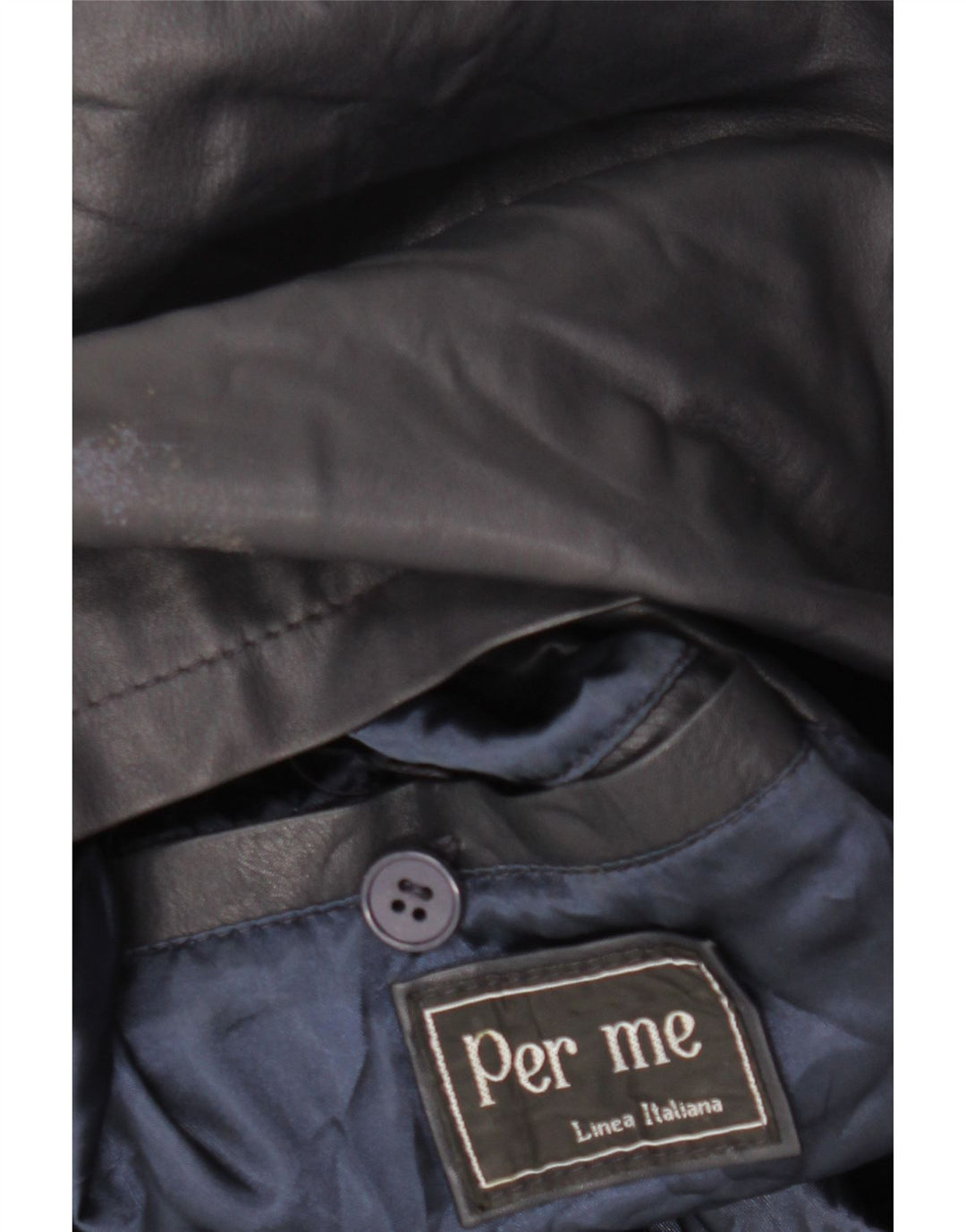 PER ME Veste en cuir pour femme UK 22 2XL Cuir noir