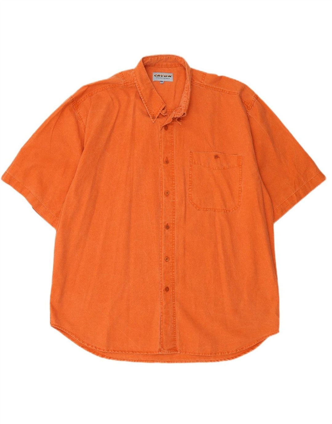 VINTAGE Mens Short Sleeve Shirt XL Orange Cotton