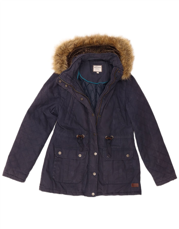 Fat Face Veste matelassée à capuche pour femme UK 10 Petit Bleu Marine Coton