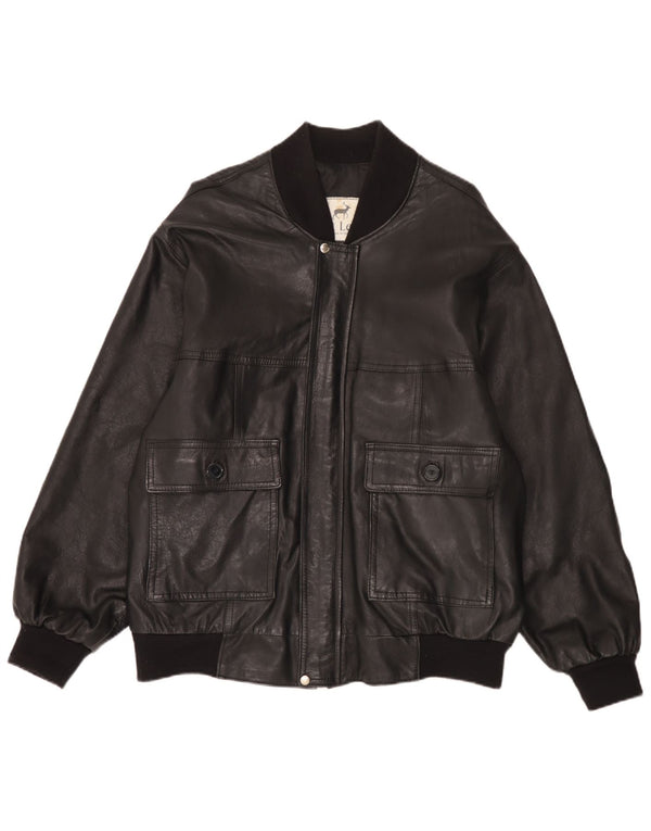 veste en cuir bomber homme vintage UK 42 XL cuir noir