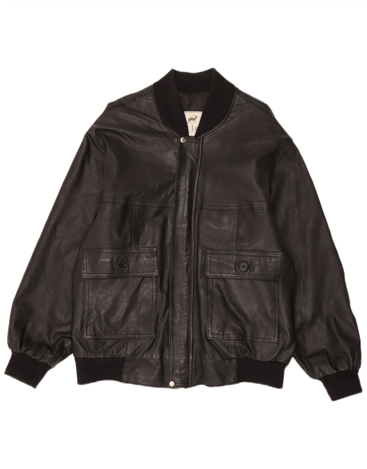 veste en cuir bomber homme vintage UK 42 XL cuir noir