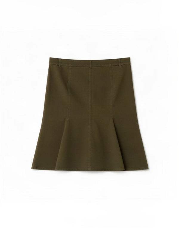 Trussardi Jupe Trompette IT 42 Medium W30 Kaki Coton Femme