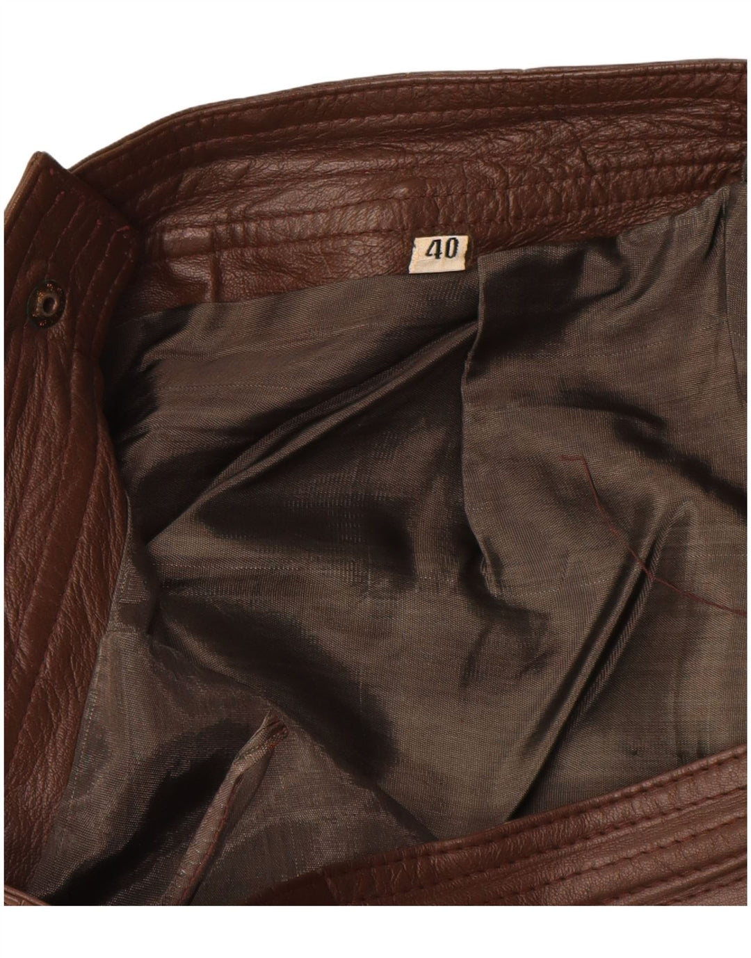 VINTAGE Jupe crayon femme IT 40 Petit W28 Cuir Marron