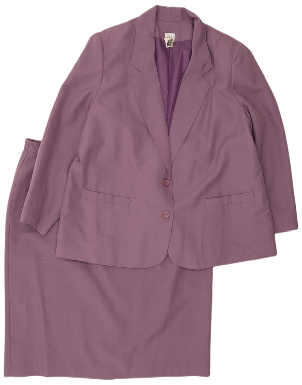 vintage Womens 2 Button Piece Jupe Ensemble UK 22 3XL W42 Violet Polyester