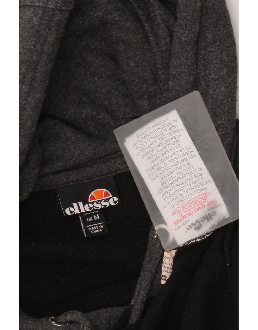 Ellesse Pull à capuche graphique en coton colour block pour homme Noir moyen