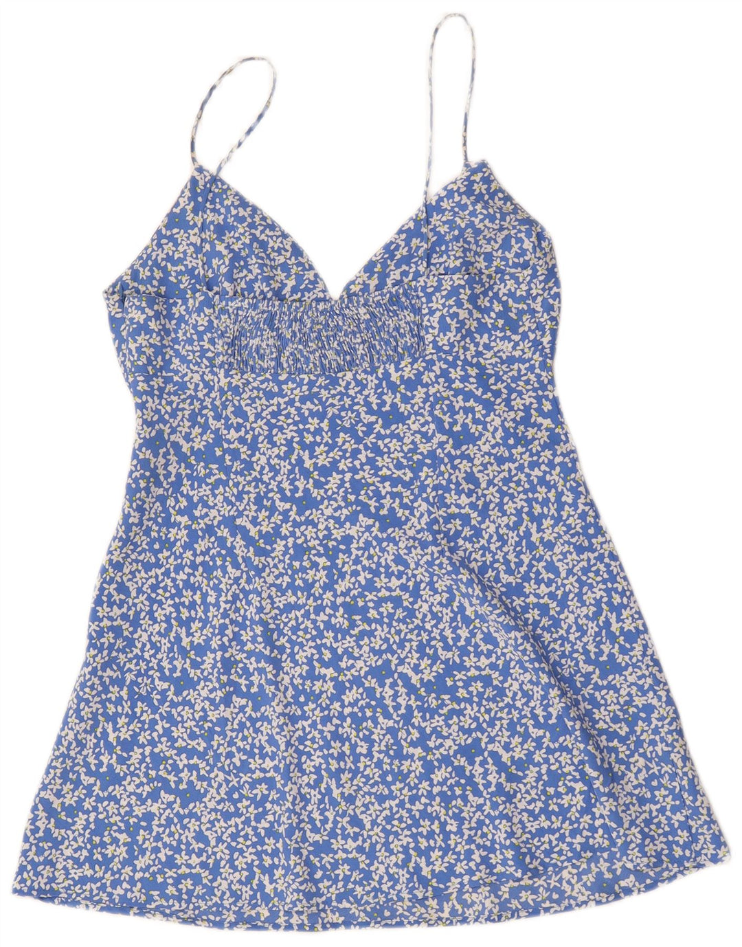 Zara Femme Robe d'été UK 44 Grand Bleu Floral Polyester